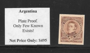 Argentina #30 Cent Superb Die Proof In Brown