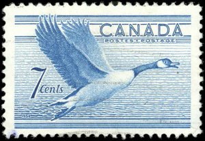 Canada Scott #320 VF Used-1952 7¢ Canadian Goose-Diagonal Crease not Evident