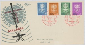 Indonesia 574-577 1962 WHO Malaria Eradication. U/A FDC.