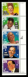 US Sc # 2849-53 29 c Popular Singers Mint NH Plate Strip of 5