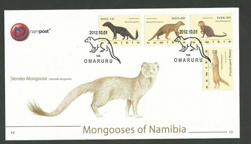 2012   NAMIBIA  -  SG: 1211/14 - MONGOOSE -  FIRST DAY COVER 