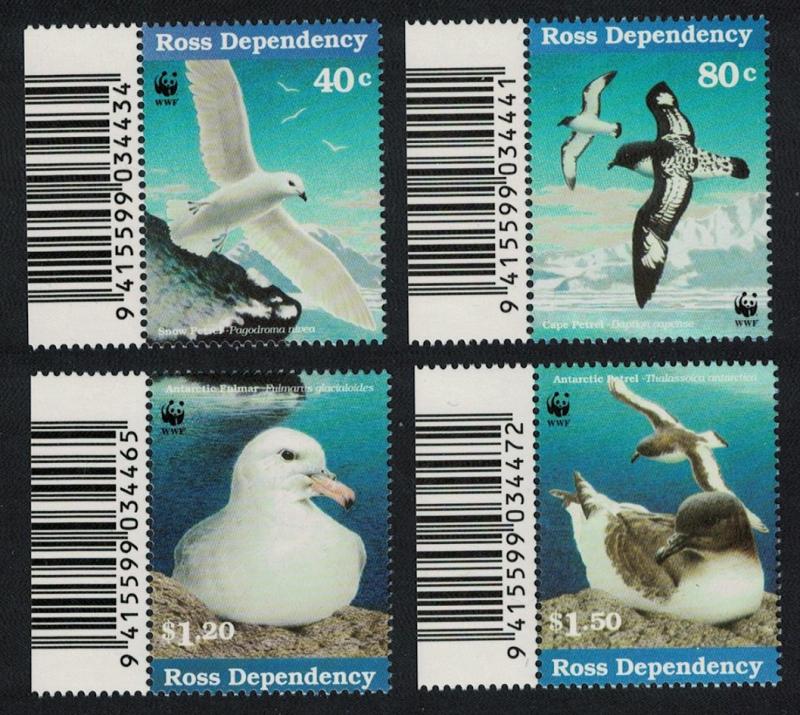 Ross Dep. WWF Antarctic Seabirds 4v Left Margins SG#44-47 MI#50-53 SC#45-48