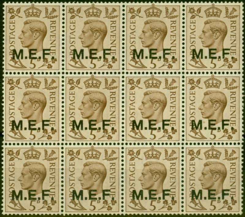 Middle East Forces 1942 5d Brown SGM5 Very Fine MNH Block of 12