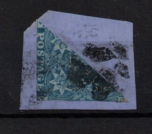 Nova Scotia 1853 3d blue Bisect on original piece SG3 'Sold As Is' WS34527