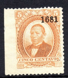 Mexico 1881 Juarez 5¢ Orange 1681 TABASCO Thin Soft Paper Mint MX327