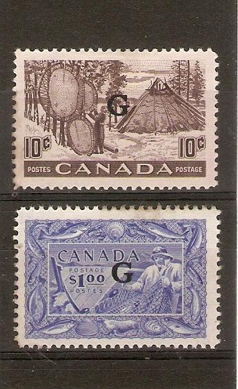 CANADA 1950 - 1951 'G' OVERPRINT SET SG O191/O192 LHM - HIGH CATALOGUE VALUE