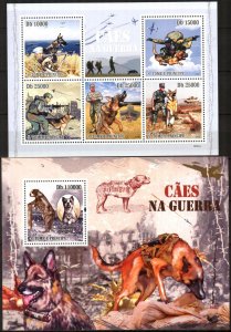 Sao Tome and Principe 2009 Military Dogs in Wars sheet + S/S MNH