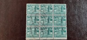 US Scott # 1037; used 4 and 1/2c Hermitage, 1959; block of 9; VF centering