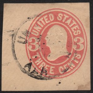SC#U59 3¢ Washington Cut Square (1864) Used