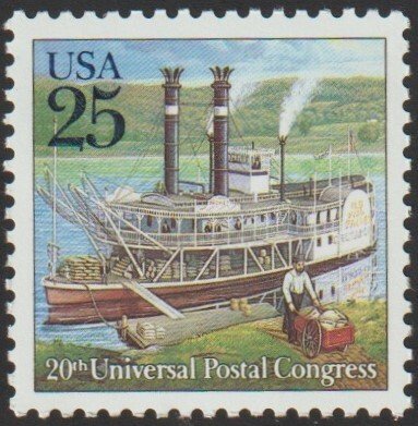 SC# 2435 - (25c) - UPU Traditional Mail Delivery Paddlewheel Steamer MNH