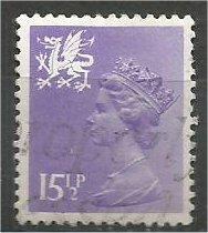 GREAT BRITAIN, WALES, Machins, 1982, used 151/2p light violet, Scott WMMH27