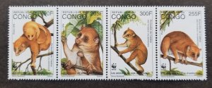 *FREE SHIP Congo WWF 1996 Fauna Monkey Endangered Wildlife (stamp) MNH *toning