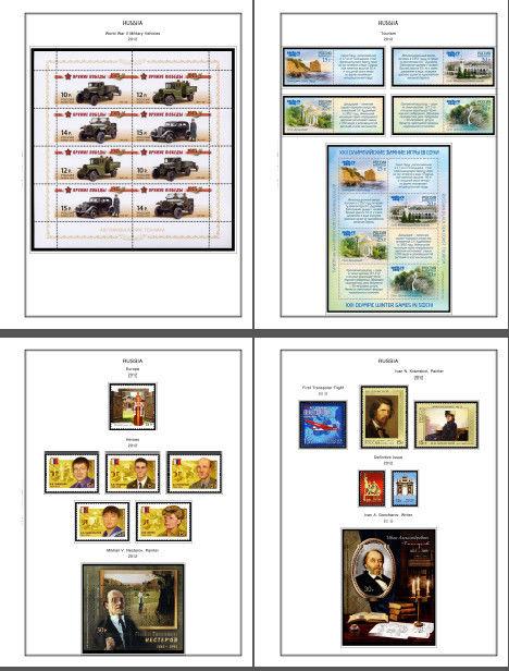 COLOR PRINTED RUSSIA 2011-2013 STAMP ALBUM PAGES (64 illustrated pages)