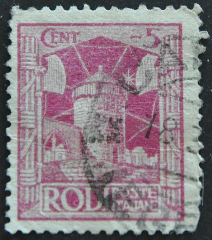 Italian Offices Abroad – Rhodes (crease)  Scott #15 – USED