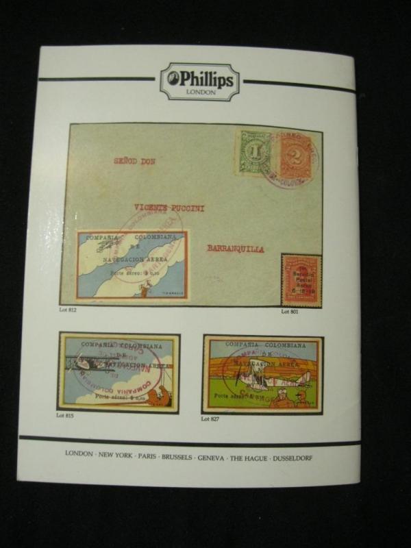 PHILLIPS AUCTION CATALOGUE 1990 COLUMBIAN AIR MAILS AND FLOWN COVERS