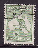 Australia-Sc#1- id10-used 1/2p kangaroo-1913-