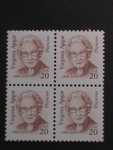 ​UNITED STATES-1986-SC# 2179 VIRGINIA APGAR -PHYSICIAN MNH BLOCK VERY FINE