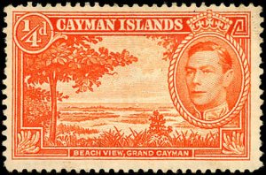 CAYMAN ISLANDS Sc 100a F-VF/Mint No Gum - 1943 ¼p Beach View, Grand Cayman