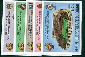 12338 - CONGO - STAMP - INPERF imperf 1982 FOOTBALL set of 5 stamps-