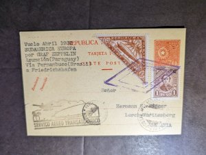 1932 Paraguay Airmail LZ 127 Graf Zeppelin Cover Asuncion to Lorch Germany