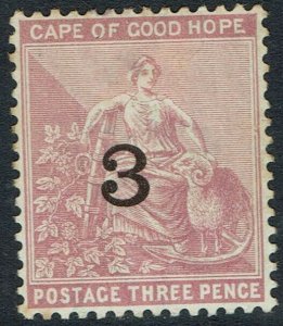 CAPE OF GOOD HOPE 1880 HOPE SEATED 3 ON 3D SG TYPE 10