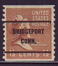 Bridgeport CT, 840-61 Bureau Precancel, 1½¢ coil M. Washington