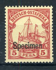 SPECIMEN Overprint on German East Africa 5 Pesa Yacht, MNH 