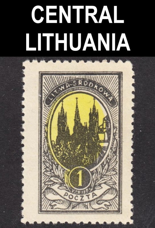 Central Lithuania Scott 35 UNLISTED perf 11 3/4 & WRONG COLOR ERROR F+ mint H.