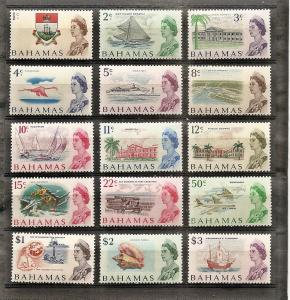 BAHAMAS 252-66 MINT OG 1967 1967 NEW VALUE DEFINITIVES