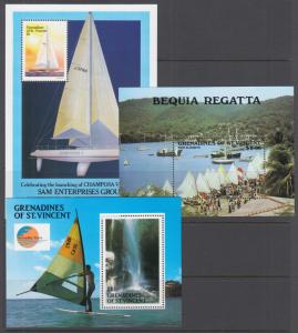 St. Vincent Grenadines Sc 585//642 MNH. 1988-1989 issues, 7 diff Souvenir Sheets