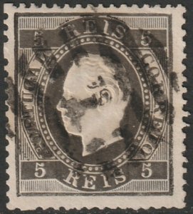 Portugal 1870 Sc 34d used 1 (Lisboa) cancel perf 13.5