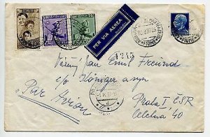 Air Mail Childhood + complementary on cover from Rijeka to Prague