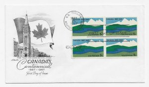 US 1324 (Me-5) 5c Montreal Expo '67 blk 4 on FDC Artmaster Cachet ECV $1...