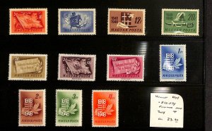 Hungria, Selo Postal, #829-839 Estado Perfeito Novo em folha, 1948 Bandeira Guerra Independência-