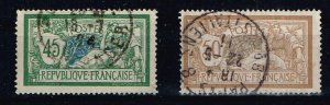 France 1900,Sc.#122-3 used, Allegorical subjects (Type Merson)