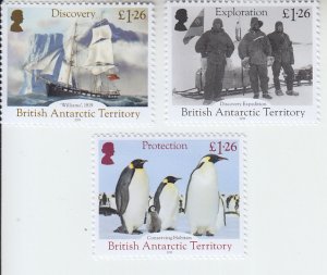 2019 British Antarctic Territory Discovery of Antarctica  (3) (Scott 577-79) MNH