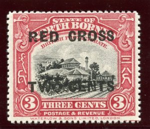 North Borneo 1918 KGV Red Cross 3c + 2c rose-red (p14½-15) superb MNH. SG 216b.