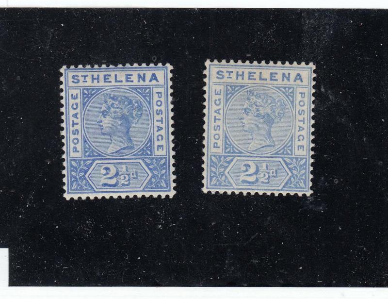 ST HELENA QUEEN VICTORIAN ISSUES #s 44 x 2 #46 x2 MLH SHADES CAT VALUE $94