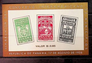 PANAMA Sc C182a NH SOUVENIR SHEET OF 1956 - INTER-AMERICAN CONGRESS