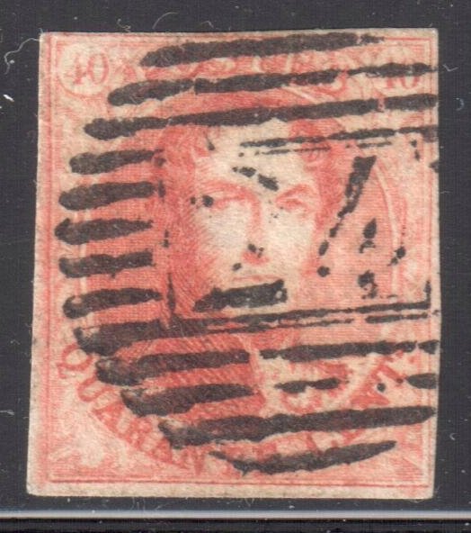 Belgium #8a - Ribbed Paper --  USED with target cancel #24