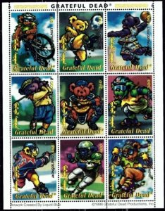 Mongolia 2330M MNH 1998 Grateful Dead sheet of 9 (ak1858)