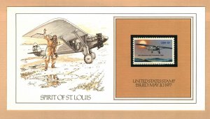 CHARLES LINDBERGH's SPIRIT OF ST LOUIS PLANE 1977 US 13c Stamp Presentation Card