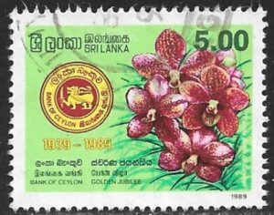 SRI LANKA 1989 5r BANK OF CEYLON Anniversary FLOWERS Issue Sc 923 VFU