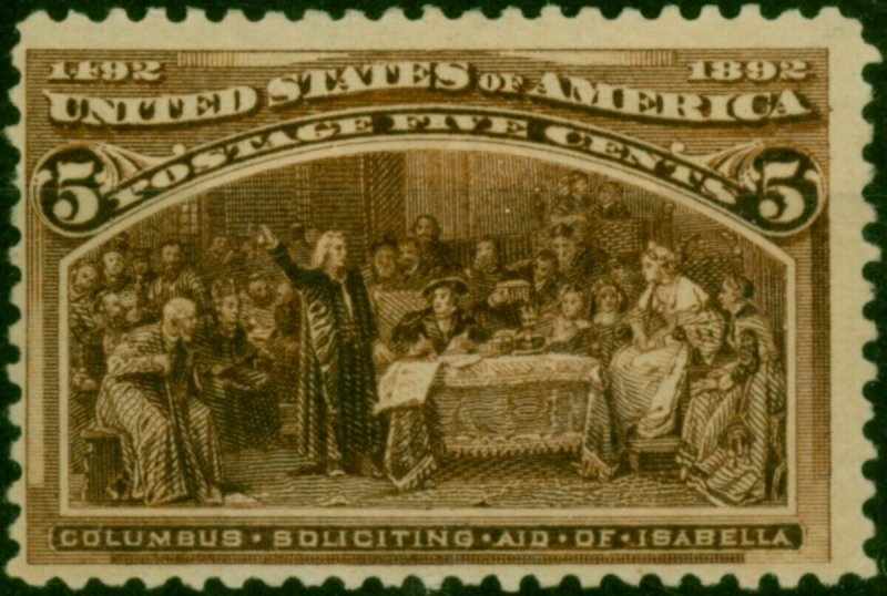 U.S.A 1893 Columbus 5c Deep Brown SG239a Fine MM