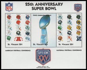 ST. VINCENT 1991. SCOTT SERIES # A200. SUPER BOWL 25TH.ANNIVERSARY . UNUSED