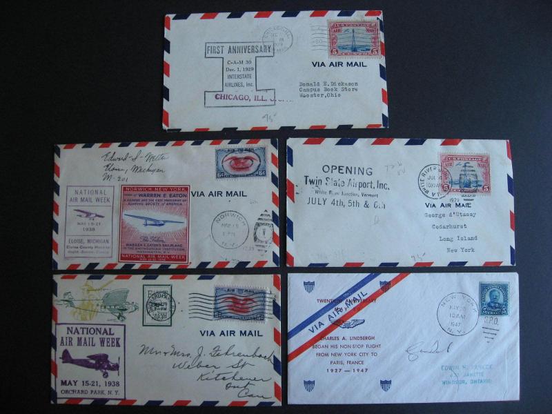 USA 5 old airmail weeks, flights etc covers, worth checking out!