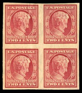 United States, 1904-9 #368, 1909 2c carmine, block of four, hinged, left stam...