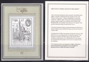 Great Britain 1980 Third Miniature Sheet for London'80 Stamp Show VF/NH