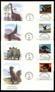 US 2422-2425 Prehistoric Animals set of 4 UA Fleetwood cachet FDC