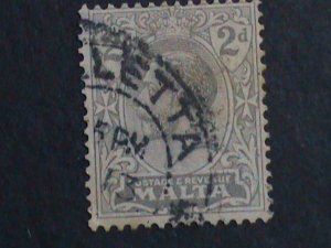 ​MALTA-1921 SC#69 KING GEORGE V FANCY CANCEL 102 YEARS OLD VERY FINE RARE
